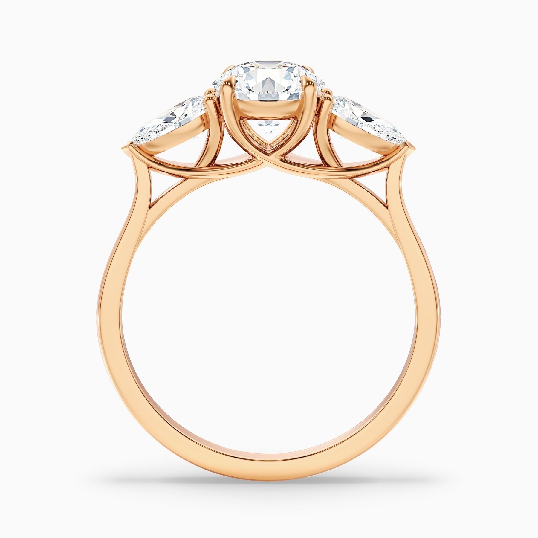 Starlit Round 3 Stone Moissanite Ring With Pear Side Stone